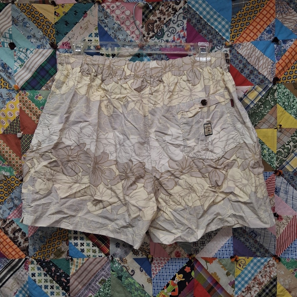 Tommy Bahama Mesh Lined Nylon Floral Print Swim Trunks Size Large Beige - Picture 2 of 9